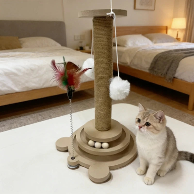Durable Cat Scratching Post With PestResistant Sisal And Rotating Scratcher