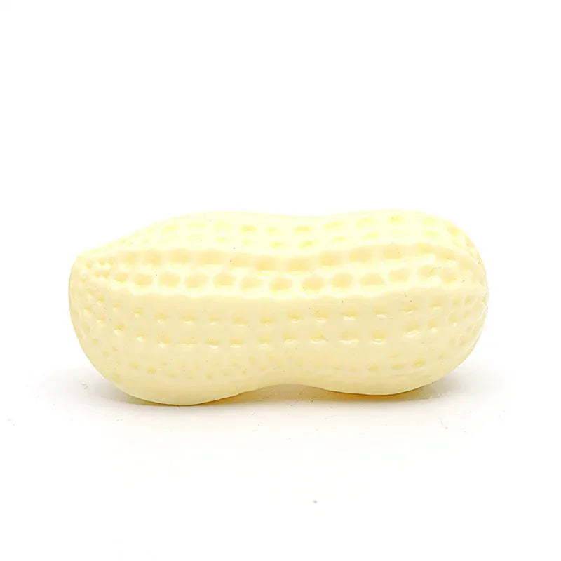 Peanut Shaped Dog Chew Toy Squeaky Interactive Rubber Pet Toy