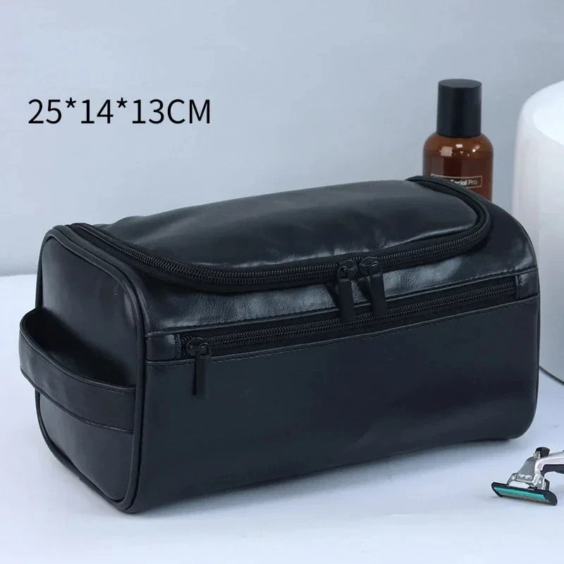 Leather Toiletry Bag Dopp Kit Hanging Travel Organizer For Men And Women