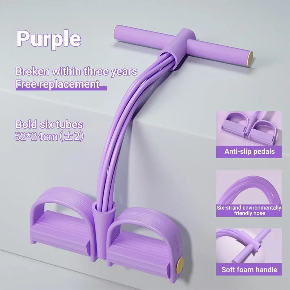 6 Tube Resistance Band Set For Women Fitness With Multi Function Pedal Exerciser
