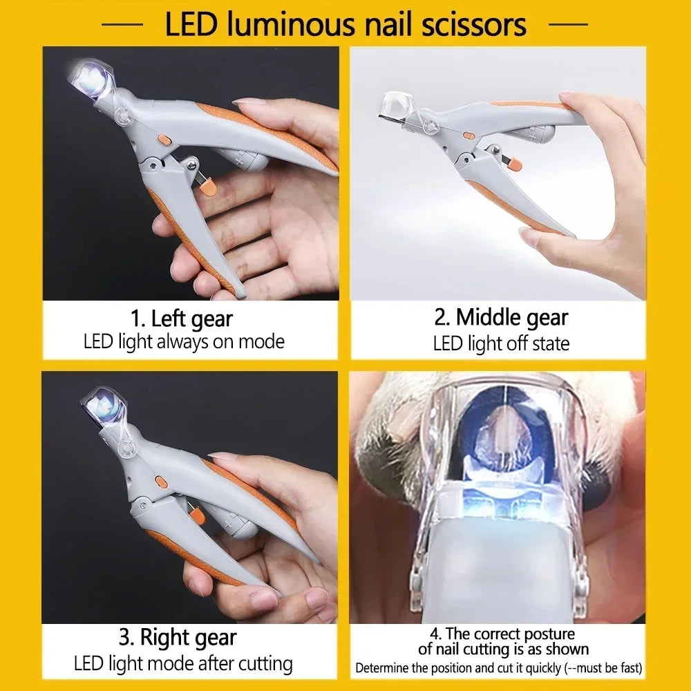 Pet Nail Clipper LED Light Magnifier For Dogs And Cats