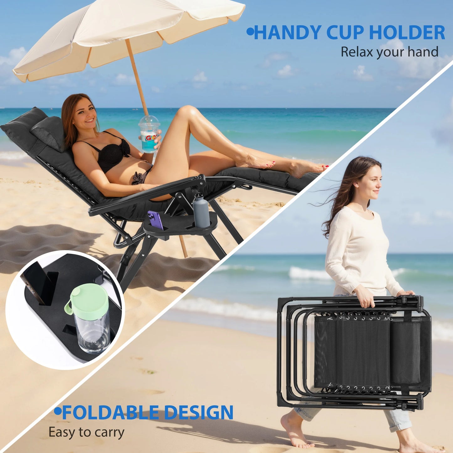 Kick Back & Relax Zero Gravity Cushioned Outdoor Chair