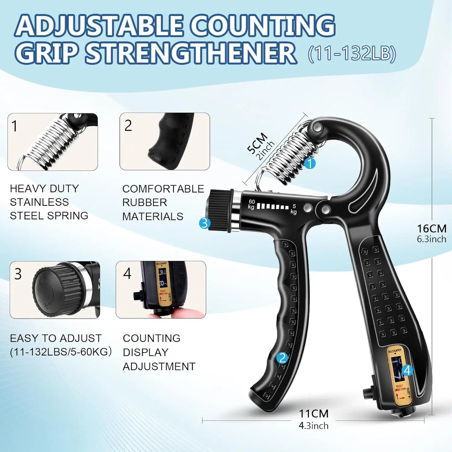 Grip Trainer Kit Adjustable Hand Gripper For Athletes And Injury Recovery