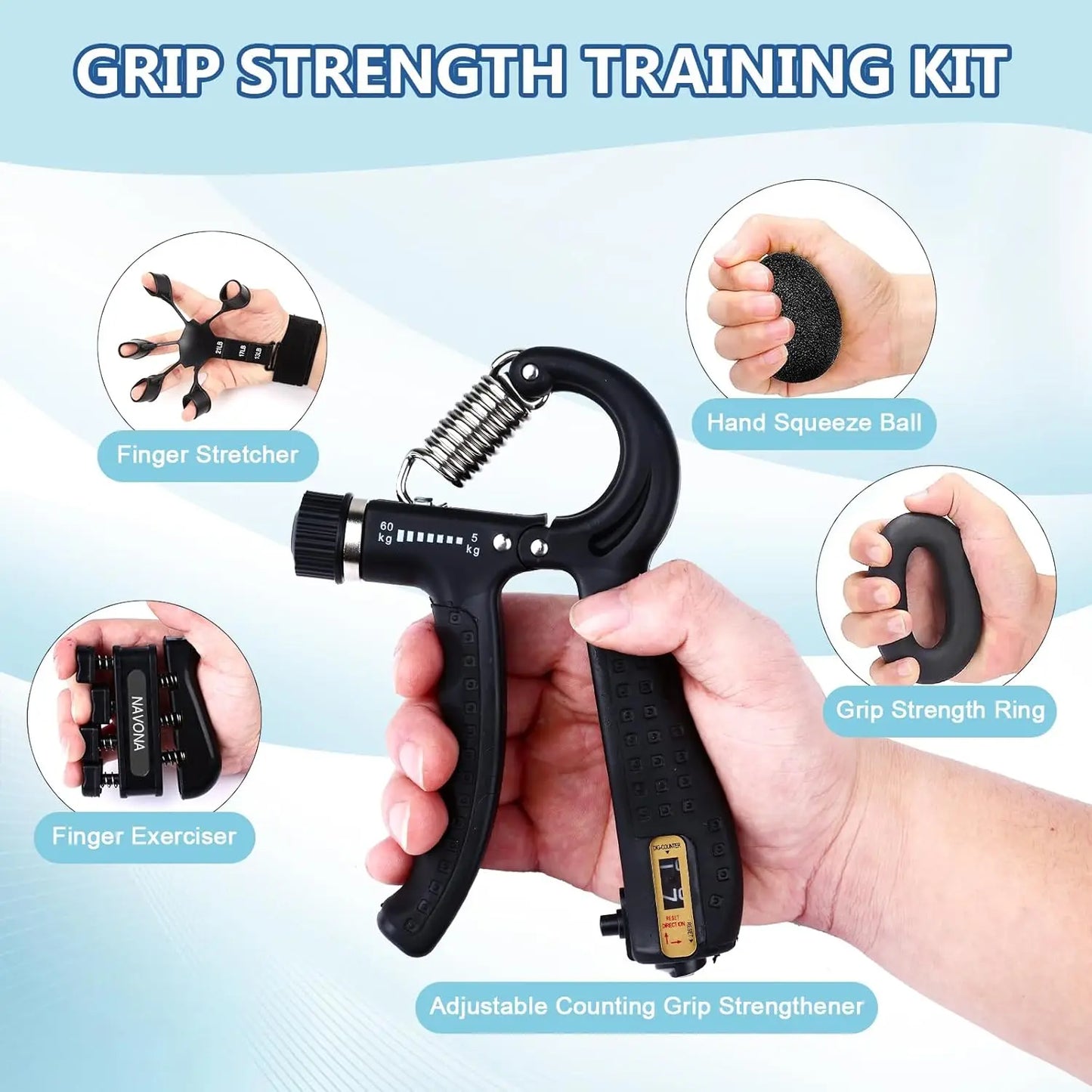 Grip Trainer Kit Adjustable Hand Gripper For Athletes And Injury Recovery