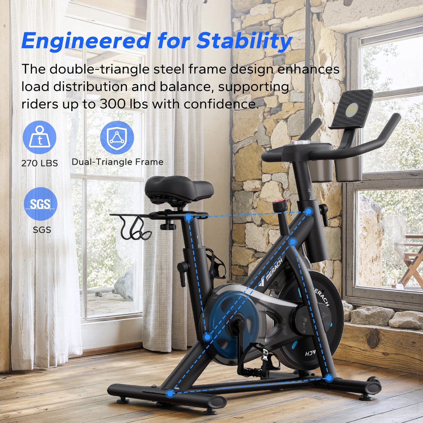 MERACH Magnetic Exercise - Quiet Indoor Cycling Bike with APP