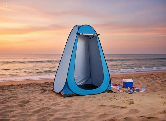 Blue Two Person Pop Up Privacy Shower Tent For Outdoor Camping
