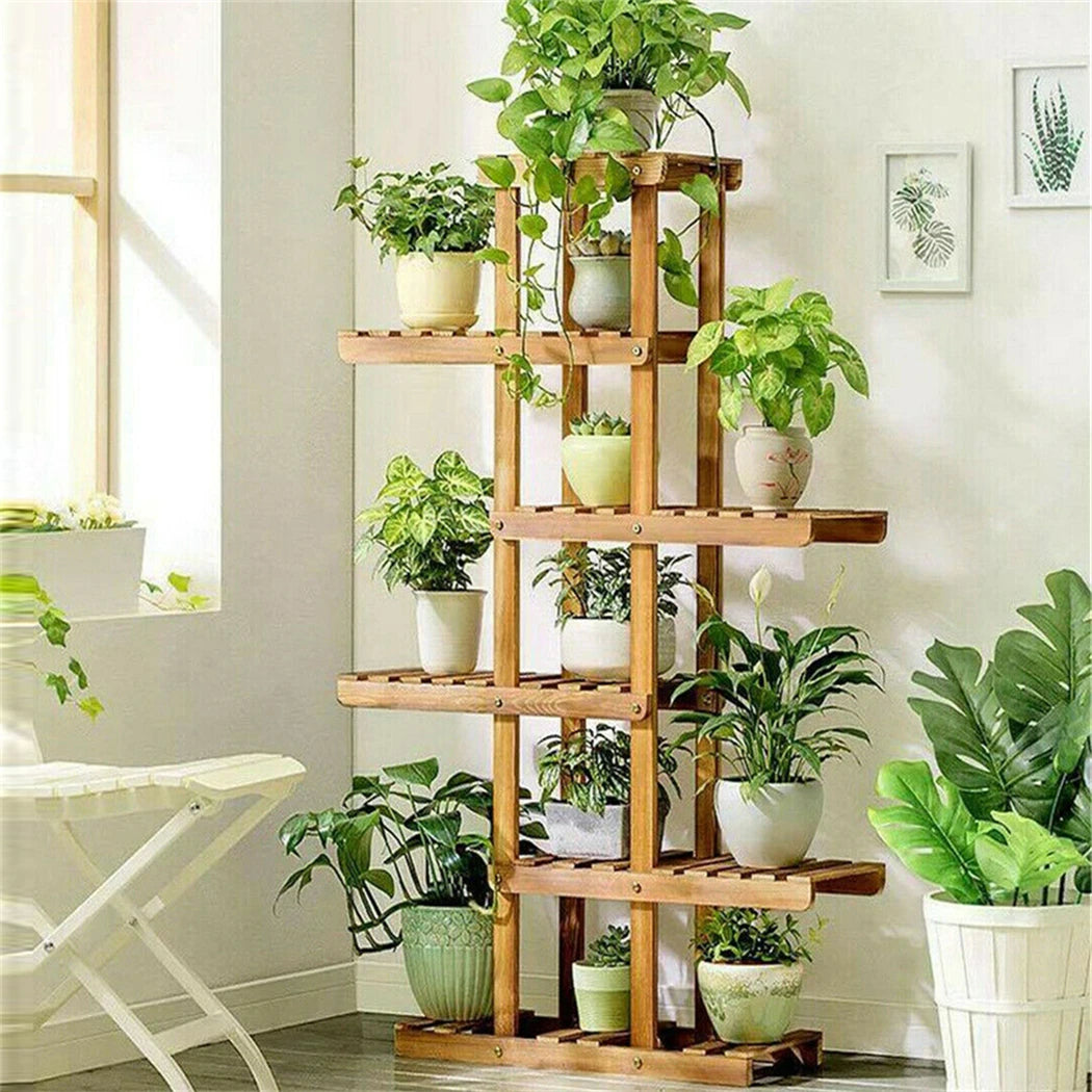 Bring Nature Up 6-Tier Carbonized Wood Plant Stand