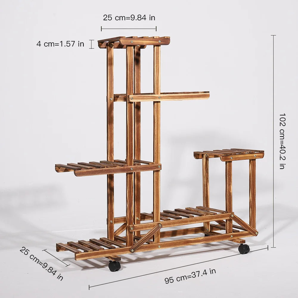 Move Your Garden 5-Tier Rolling Wood Plant Stand