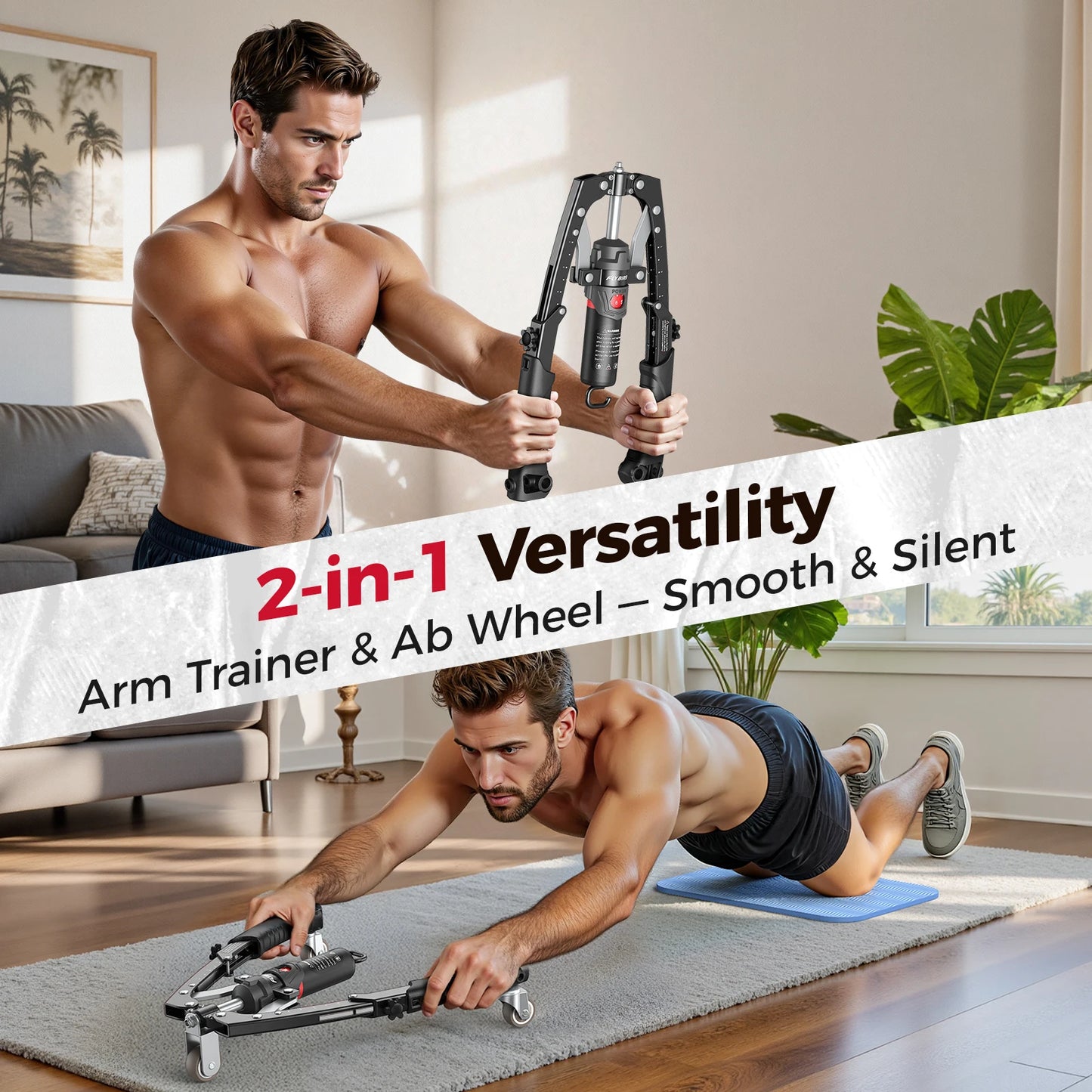 FED Fitness Arm Exerciser Twister For Home Gym Ab Wheel Hydraulic Resistance