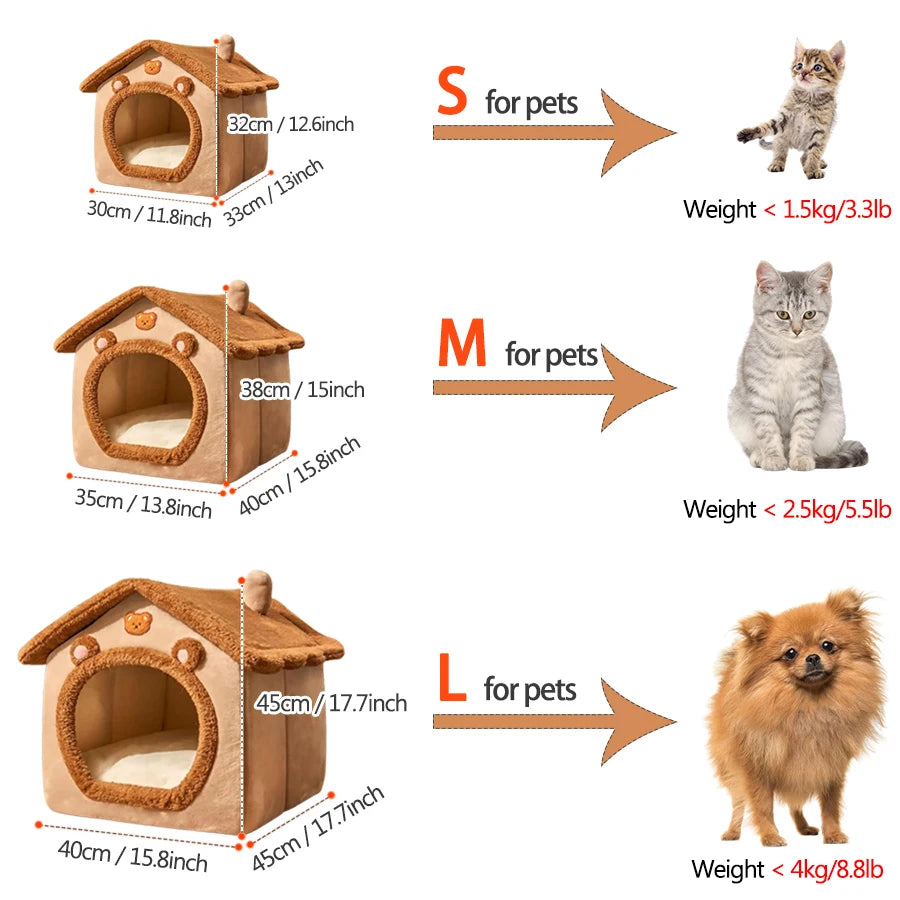 Foldable Pet House With Removable Washable Cover Portable