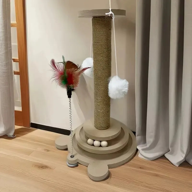 Durable Cat Scratching Post With PestResistant Sisal And Rotating Scratcher