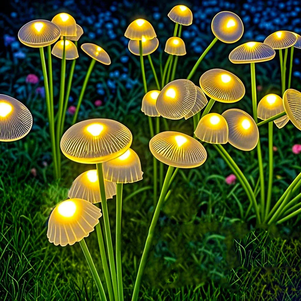 Solar Garden Lights Dual Mode LED Mushroom Decor Waterproof Jellyfish Gardeners