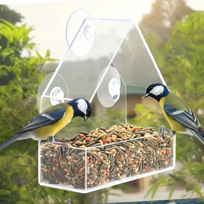 Window Bird Feeder Clear Acrylic With Strong Suction Cups For Backyard Birds