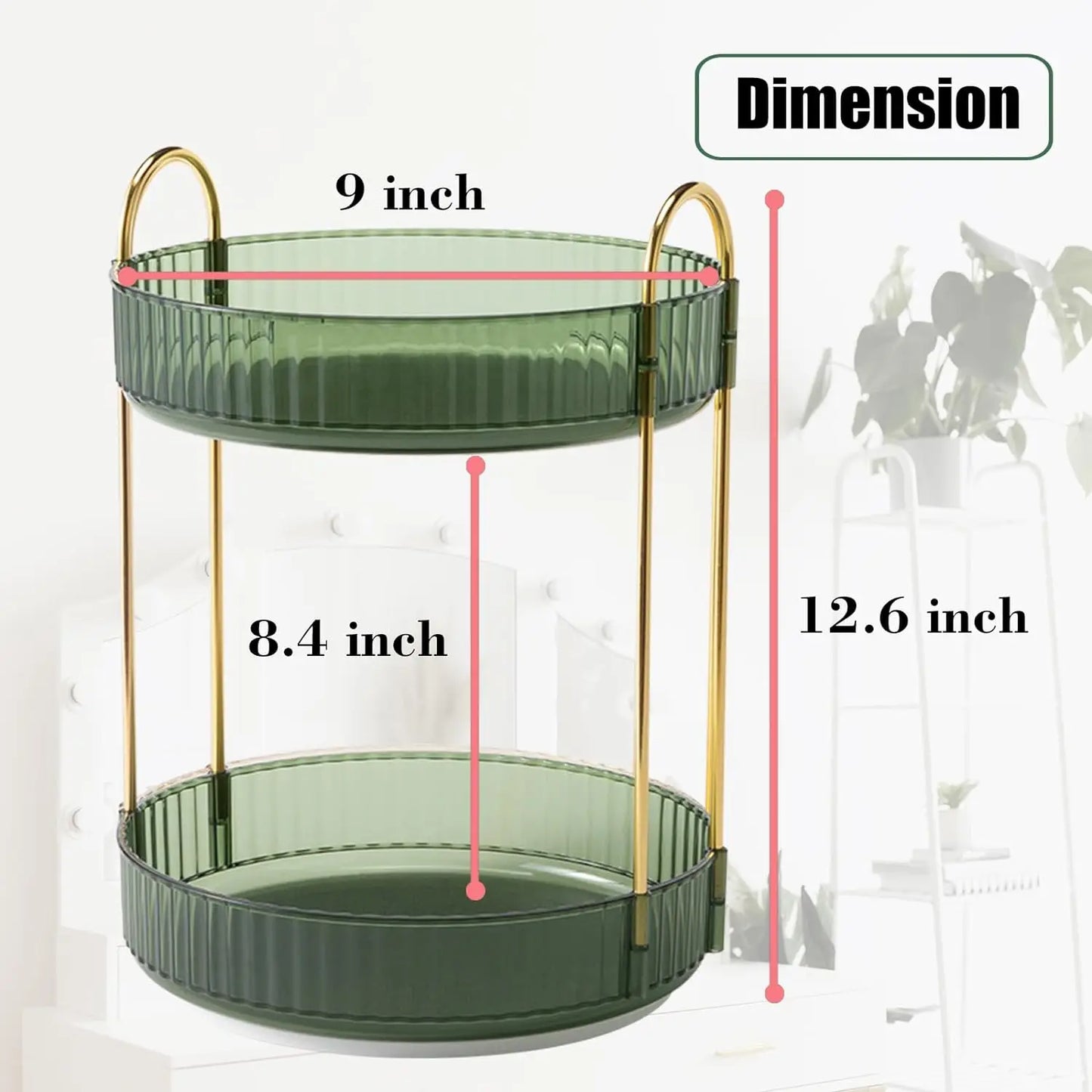 360° Rotating Makeup Organizer with Adjustable Storage