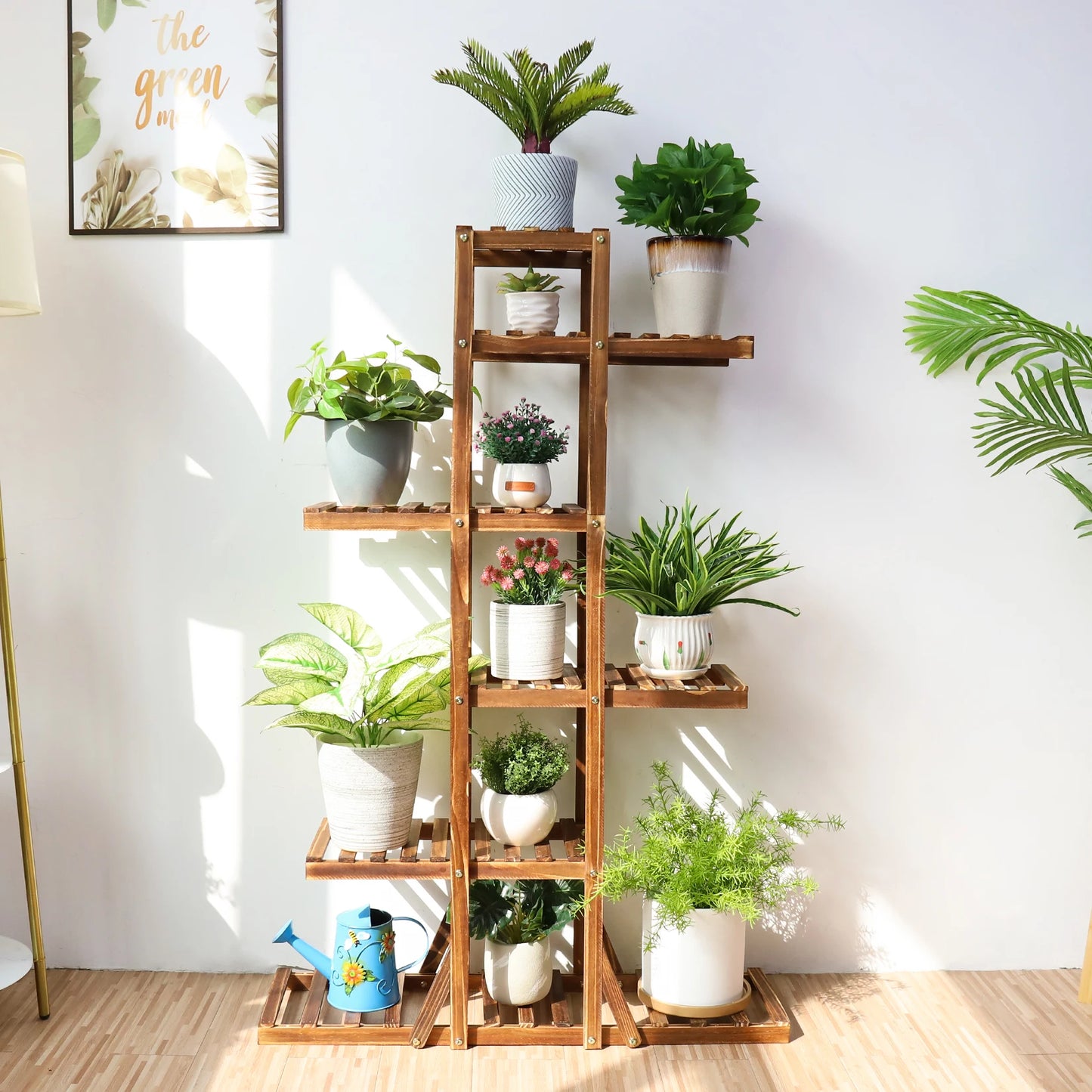 Bring Nature Up 6-Tier Carbonized Wood Plant Stand