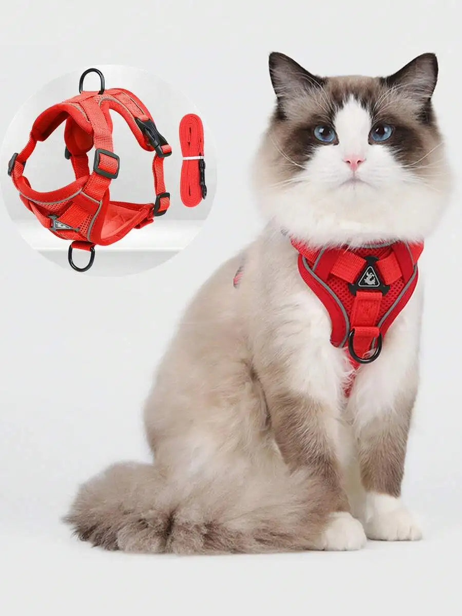 Reflective Pet Harness And Leash Set For Dogs And Cats EscapeProof Adjustable