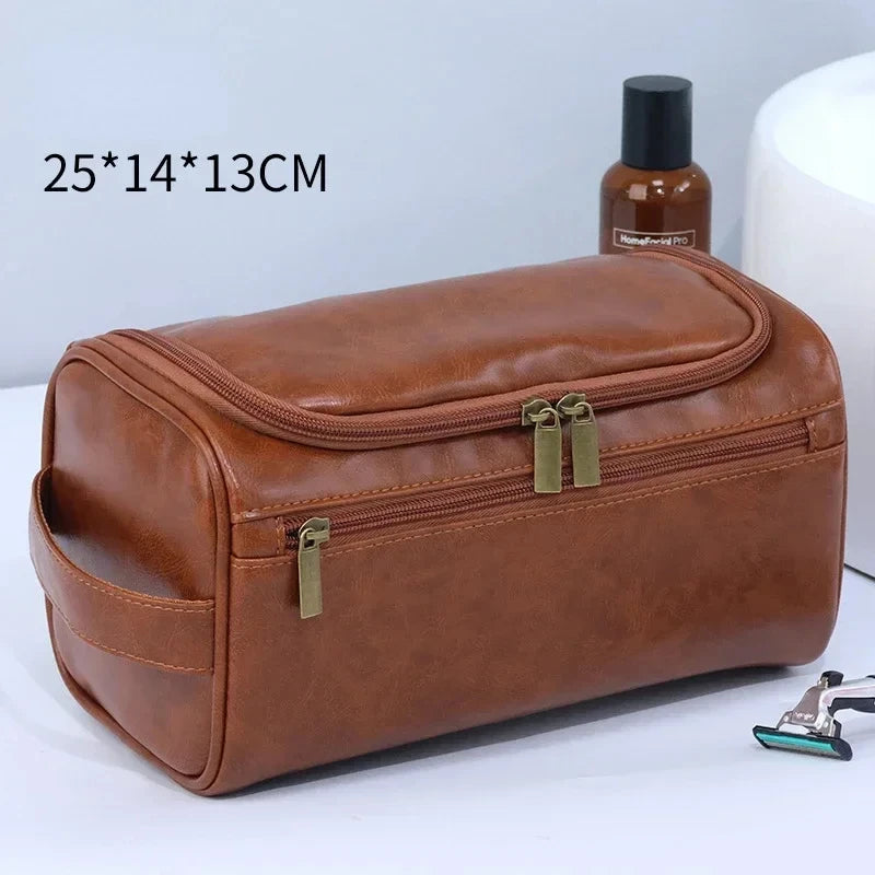 Leather Toiletry Bag Dopp Kit Hanging Travel Organizer For Men And Women