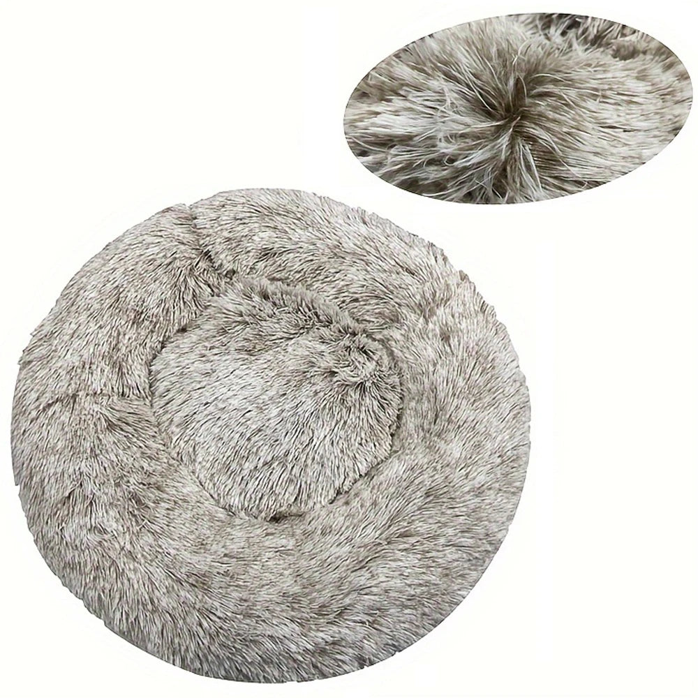 Round Dog Bed Plush Winter Warm Washable For Small Medium Large Dogs Cats