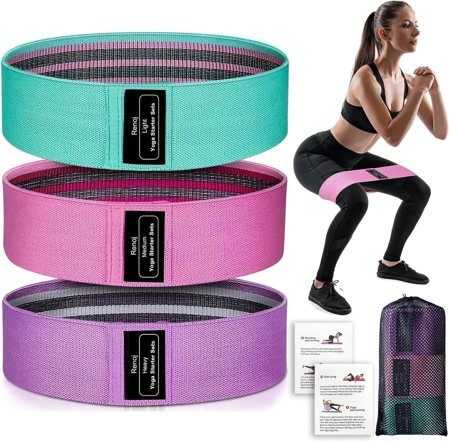 Resistance Bands Pro Set Heavy Medium Light Loops For Pilates Yoga Unisex