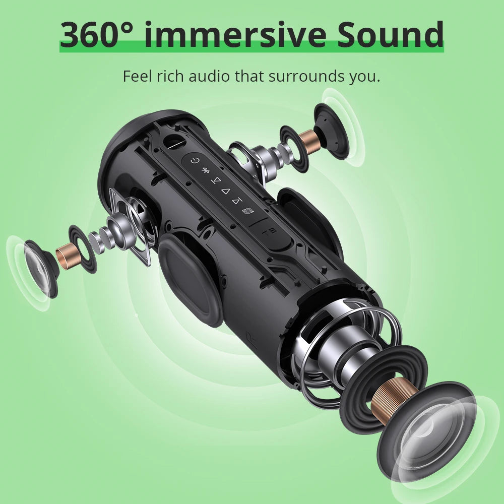 40W 360° Portable Bluetooth Speaker – Deep Bass & Waterproof