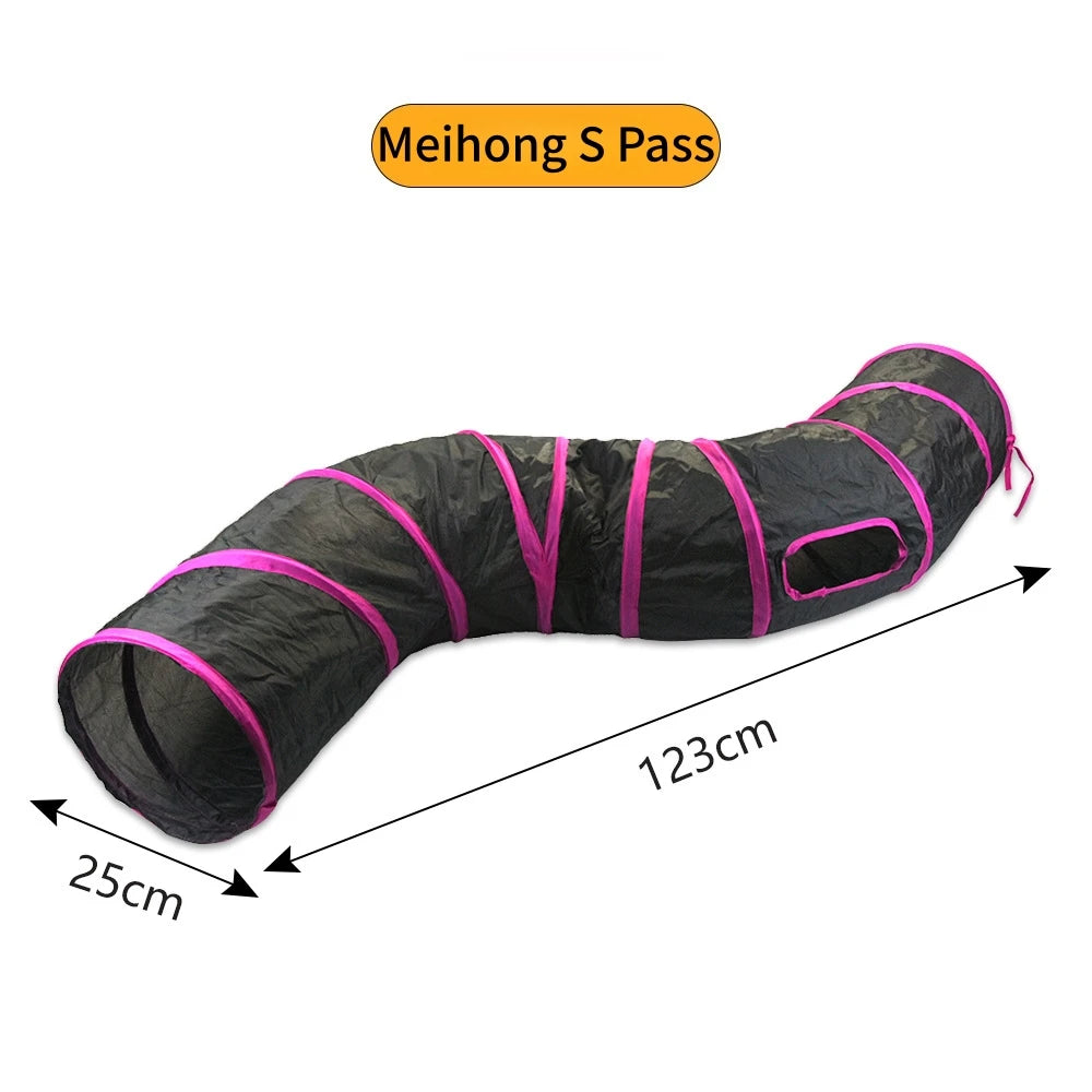 Foldable Cat Tunnel Toy For Indoor Play Breathable Fabric