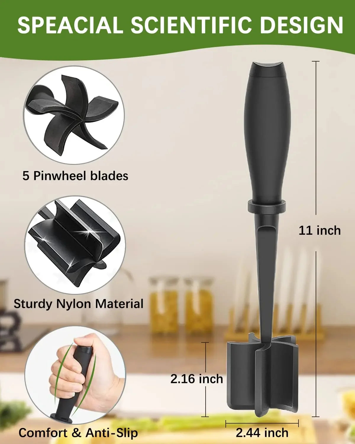 Meat Chopper Heat Resistant Masher For Ground Beef Home Cooks