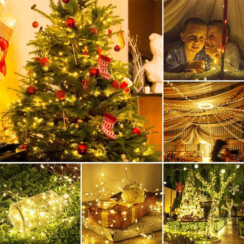 USB Led Fairy Lights Copper Wire 20M 200LED Outdoor String For Christmas Decor