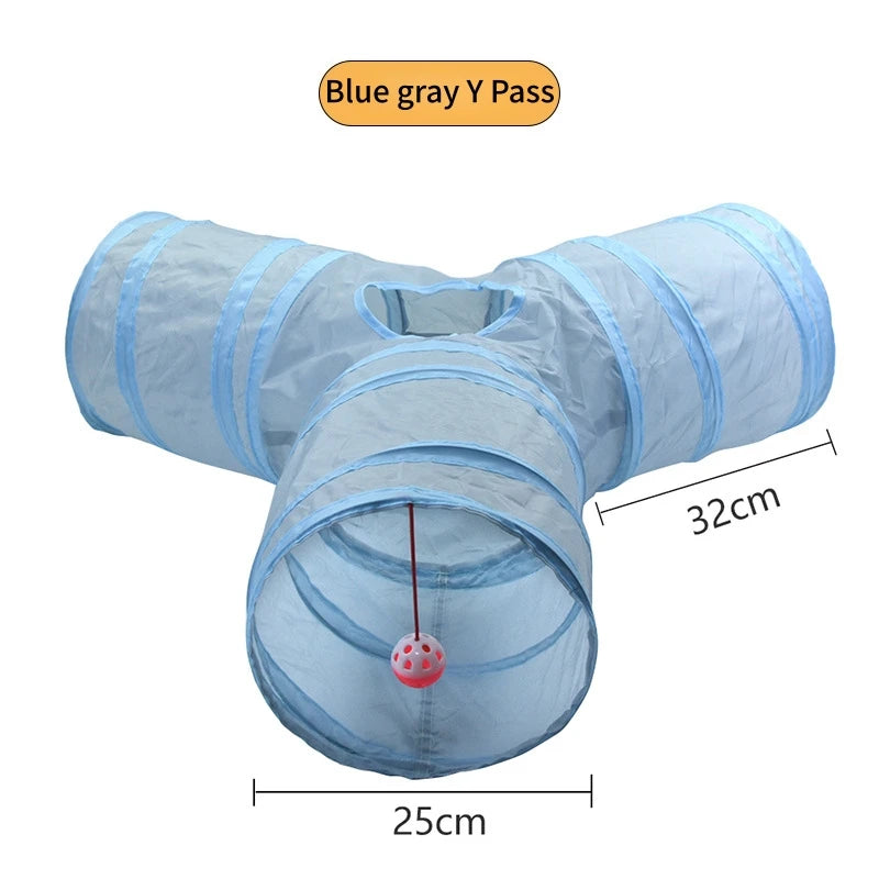 Foldable Cat Tunnel Toy For Indoor Play Breathable Fabric