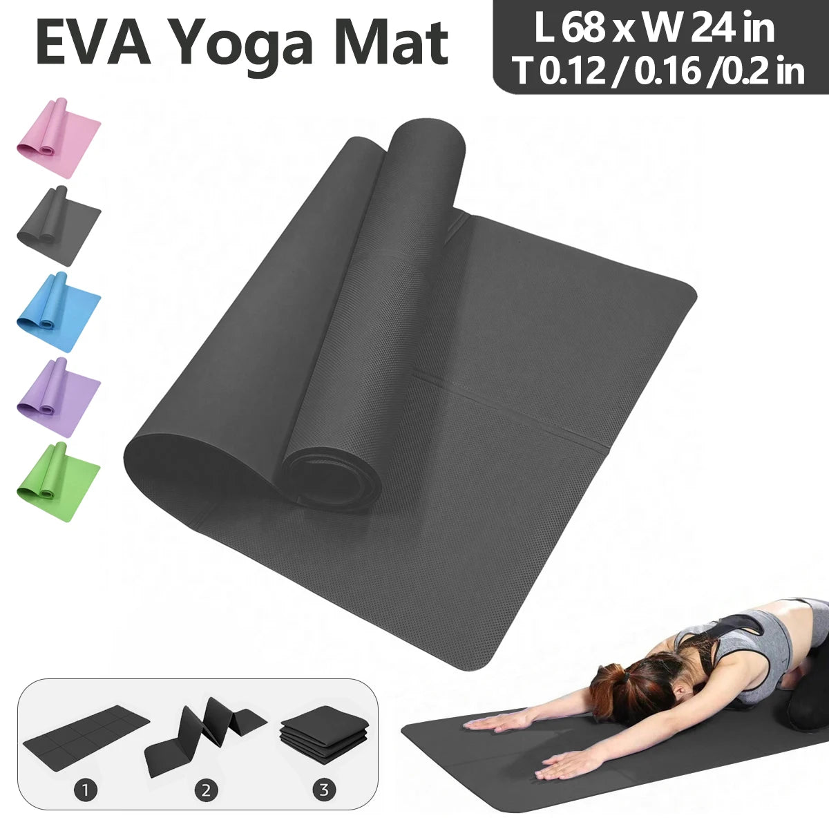 Foldable Eco Friendly Yoga Mat 4mm Travel Size For Yoga Pilates Floor Workouts