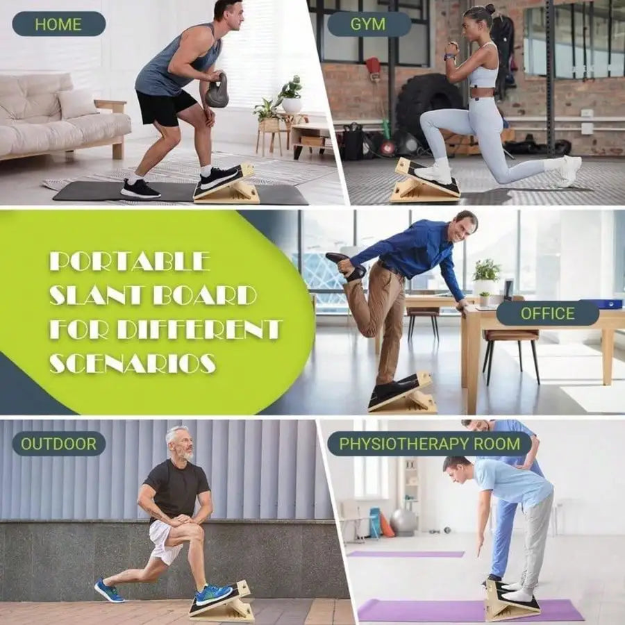 Adjustable Portable Wooden Slant Board For Calf Stretching - 300 Lbs Weight Capacity Foldable Calf Stretcher Board With 4-Level Smart Angles For Leg Exercises Squats Calf Stretching And Physical Therapy Home Fitness Equipment