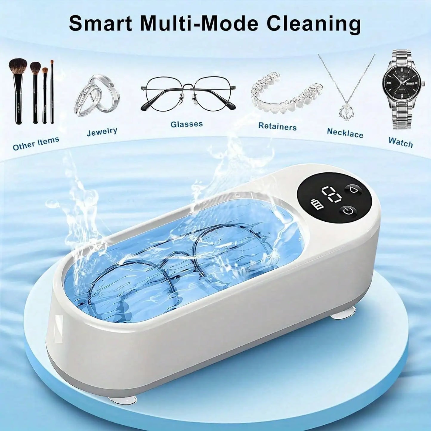 Portable Ultrasonic Cleaner USB Charging For Jewelry Glasses Watches Travel