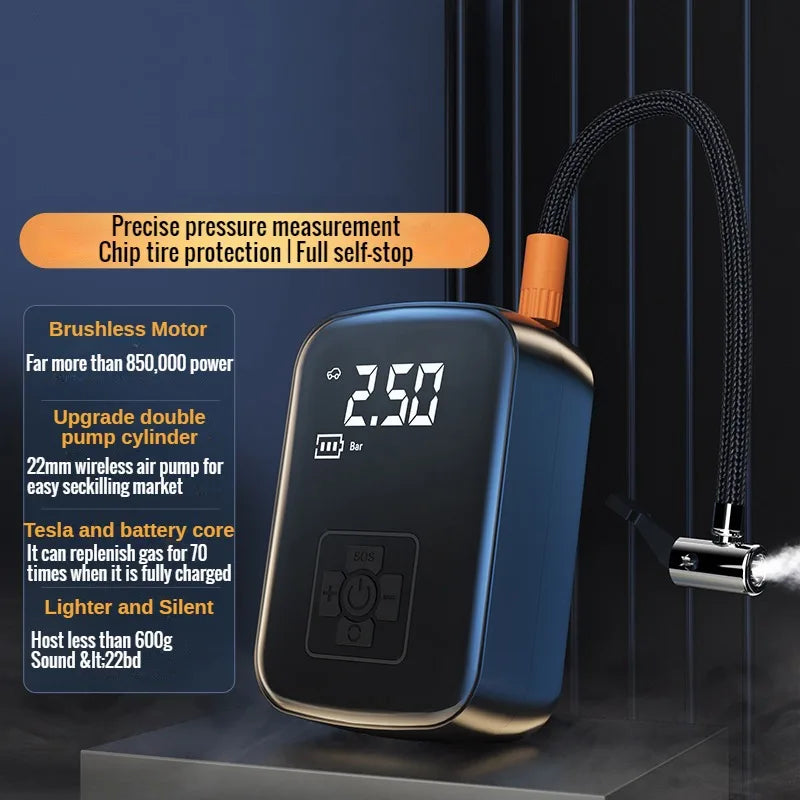 EAFC 12V Car Tire Inflator Air Pump 150 PSI Wireless Compact For Drivers