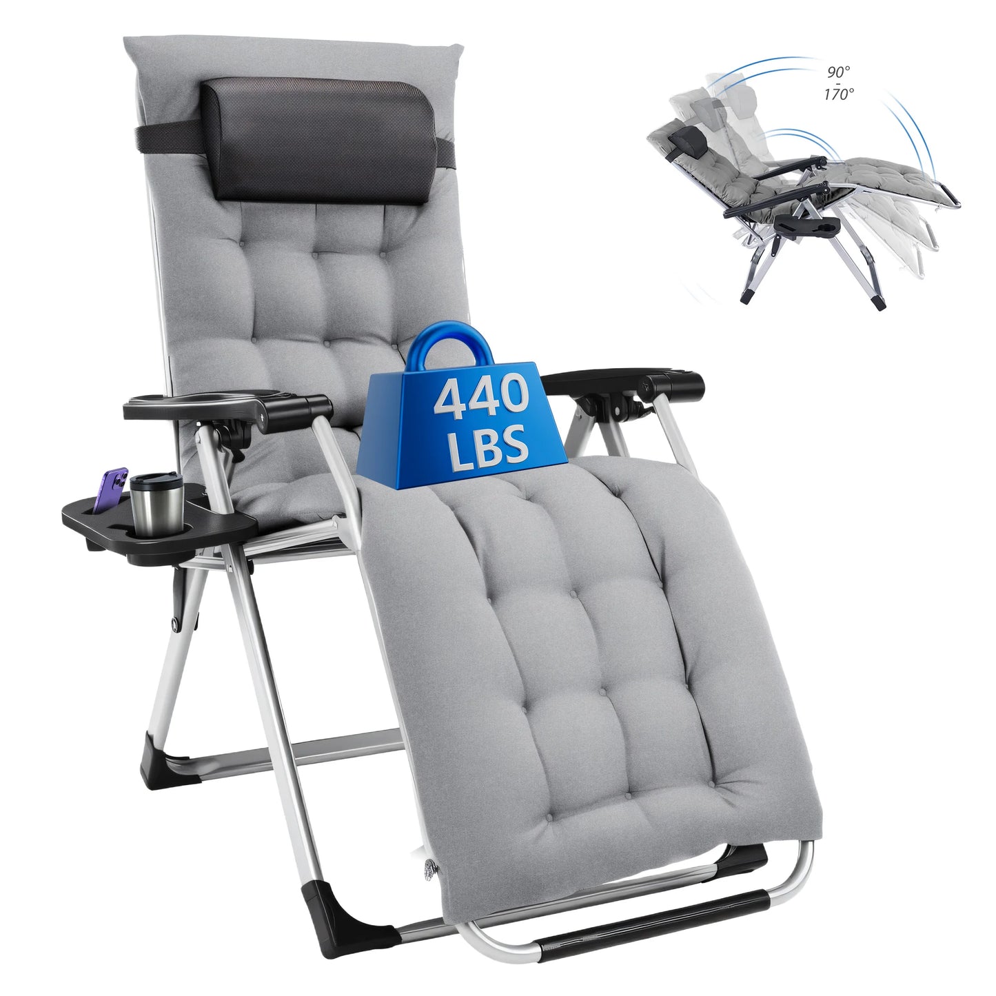 Kick Back & Relax Zero Gravity Cushioned Outdoor Chair