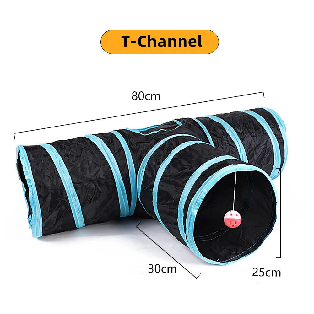 Foldable Cat Tunnel Toy For Indoor Play Breathable Fabric