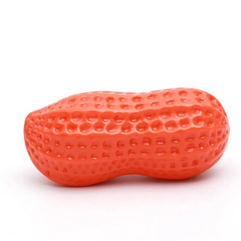Peanut Shaped Dog Chew Toy Squeaky Interactive Rubber Pet Toy