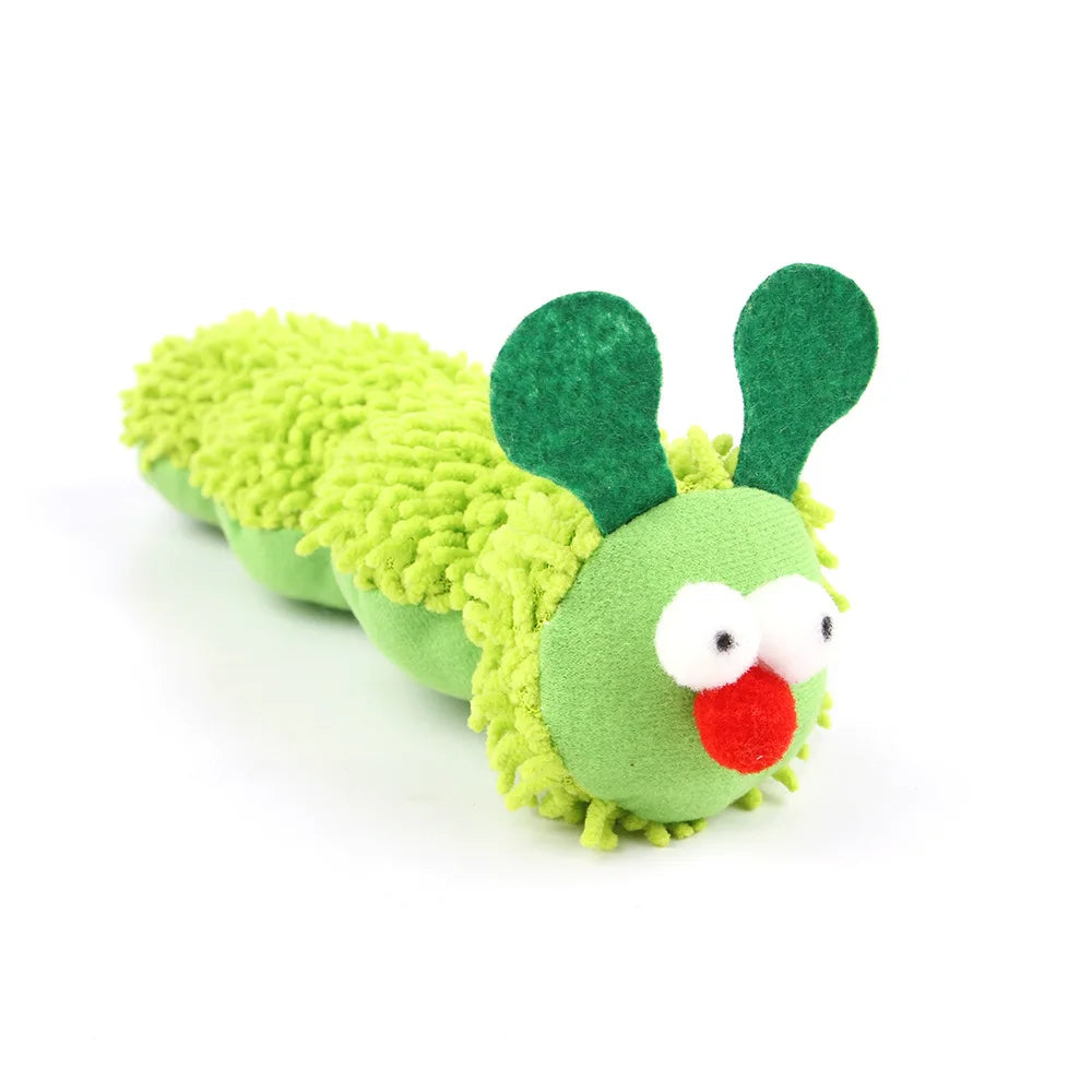 Caterpillar Cat Toy Plush Nylon Chew With Catnip And Silvervine