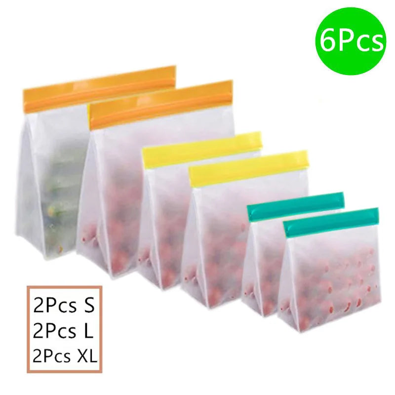 Reusable PEVA Food Storage Bag Leakproof Freezer Safe Stand Up For Fresh Produce