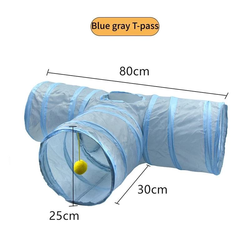Foldable Cat Tunnel Toy For Indoor Play Breathable Fabric