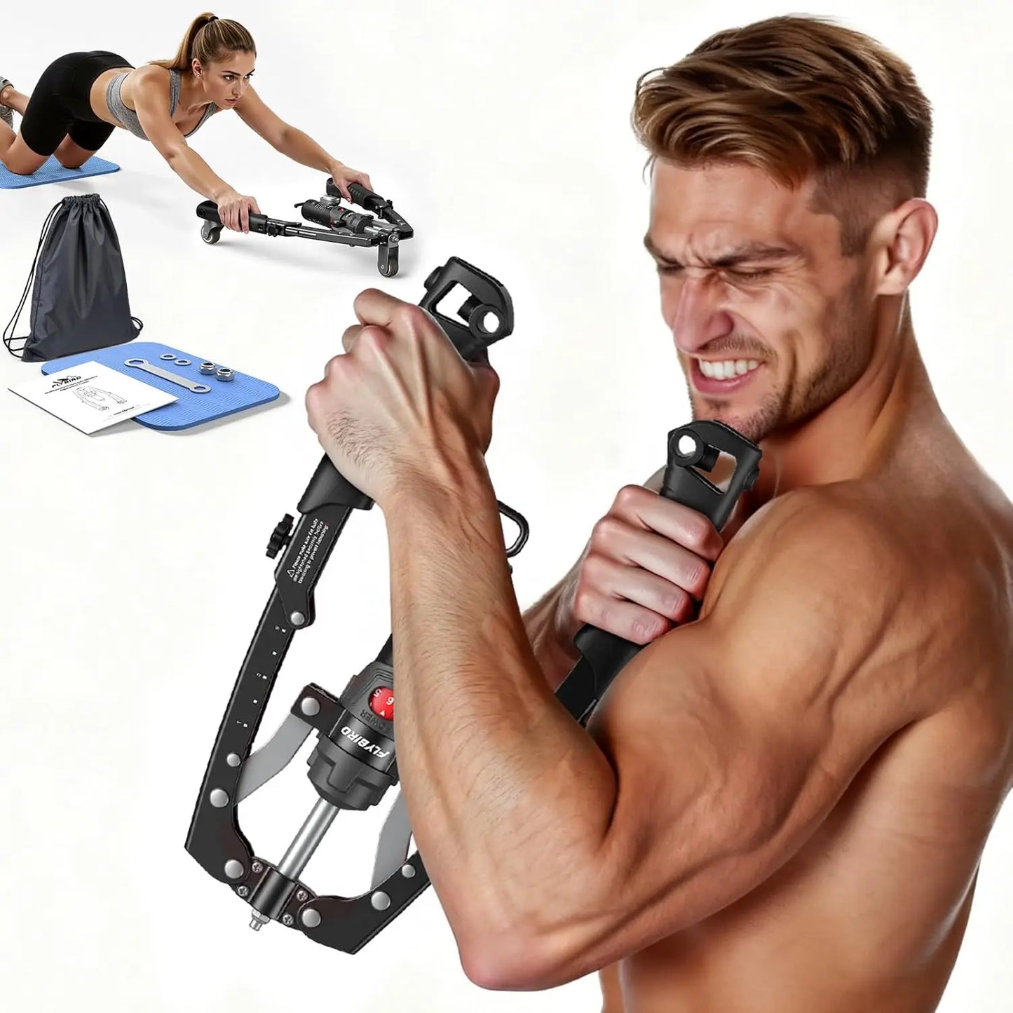 FED Fitness Arm Exerciser Twister For Home Gym Ab Wheel Hydraulic Resistance
