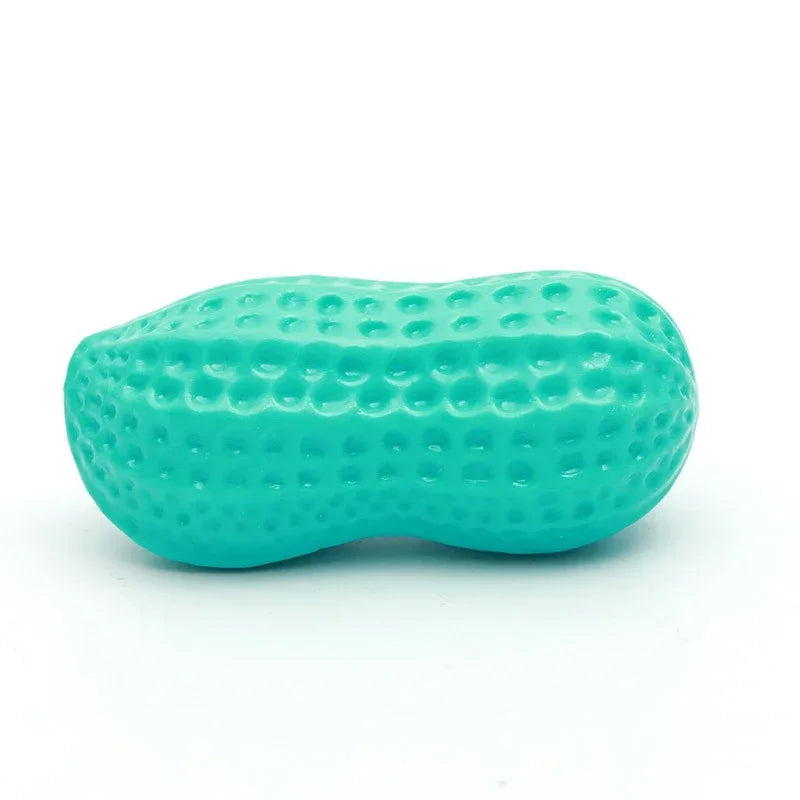 Peanut Shaped Dog Chew Toy Squeaky Interactive Rubber Pet Toy