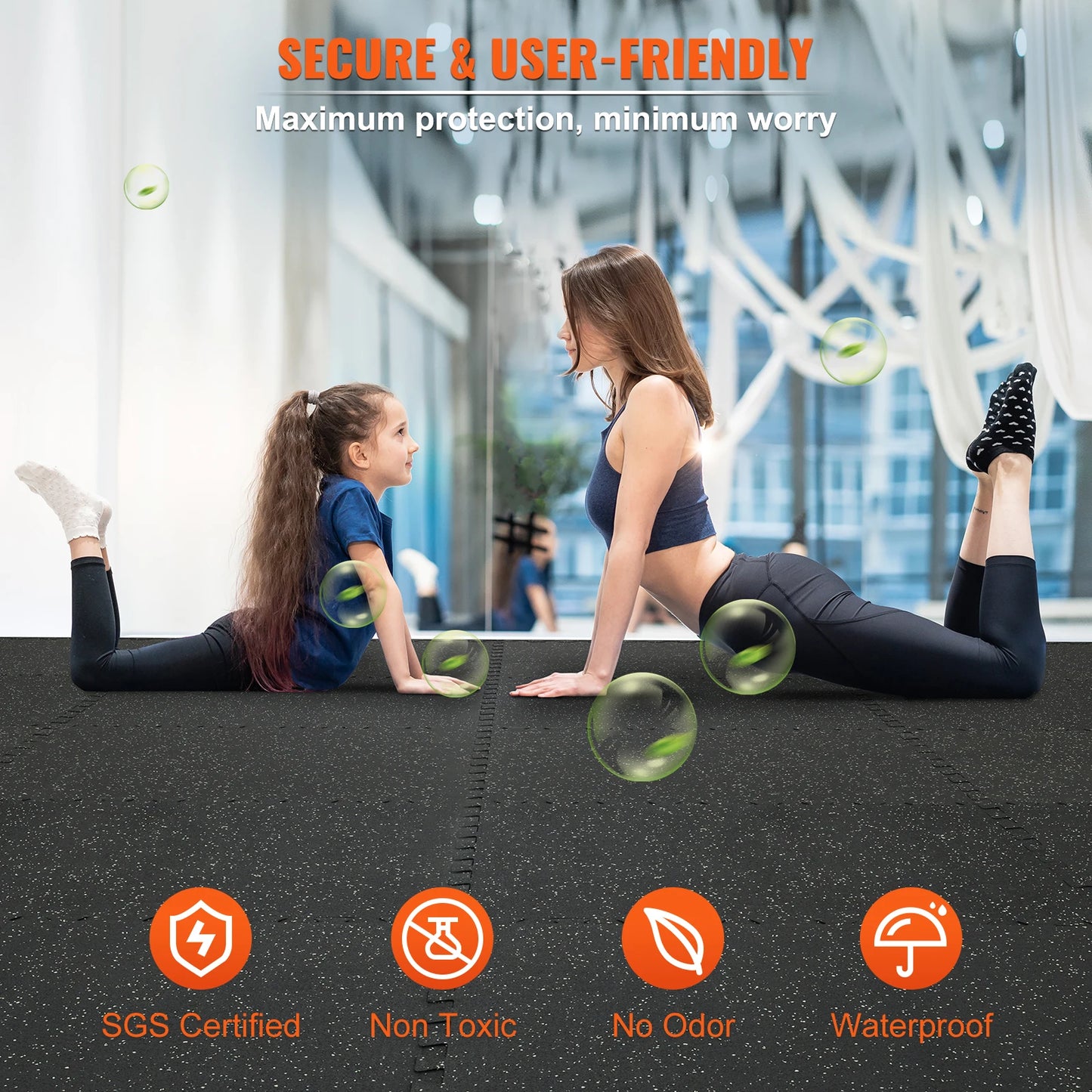 SucceBuy Interlocking Gym Floor Mats Half Inch Thick Waterproof For Workouts