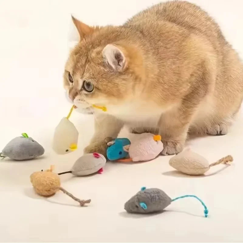 Interactive Plush Rat And Cat Toys With Durable Linen For Indoor Play