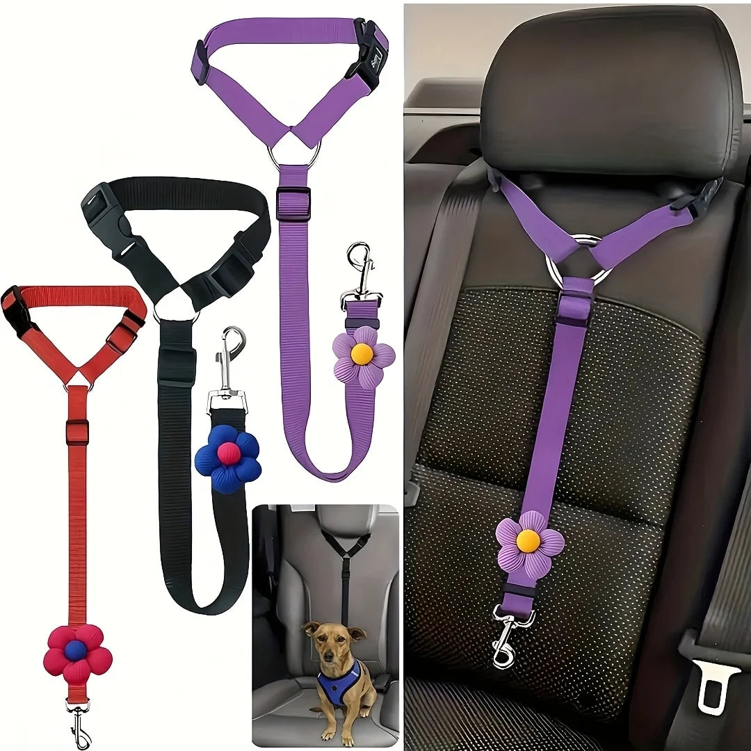 Dog Seat Belt For Vehicle Safety Tether, Car Harness Leash