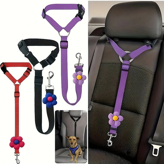 Dog Seat Belt For Vehicle Safety Tether, Car Harness Leash