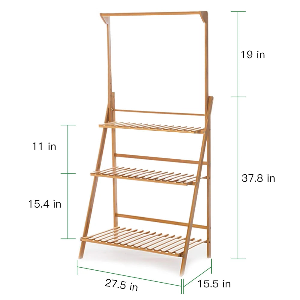 Create Your Green Corner 3-Tier Folding Bamboo Plant Stand