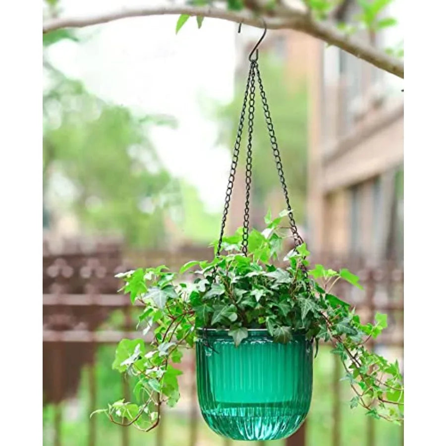 2 Pack Self Watering Hanging Planters With Drain Holes 6.5 Inch For Gardeners