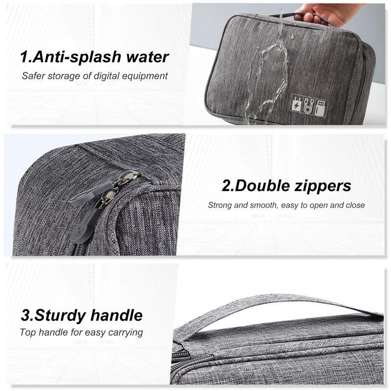 Travel Cable Storage Bag Portable Waterproof Tech Organizer For Travelers