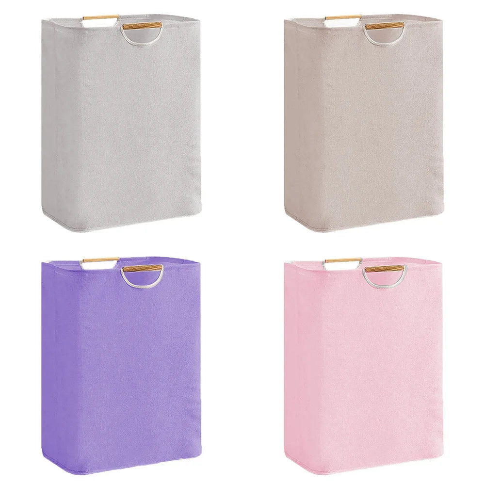 Essential Collapsible Laundry Basket For Small Spaces With Wooden Handle