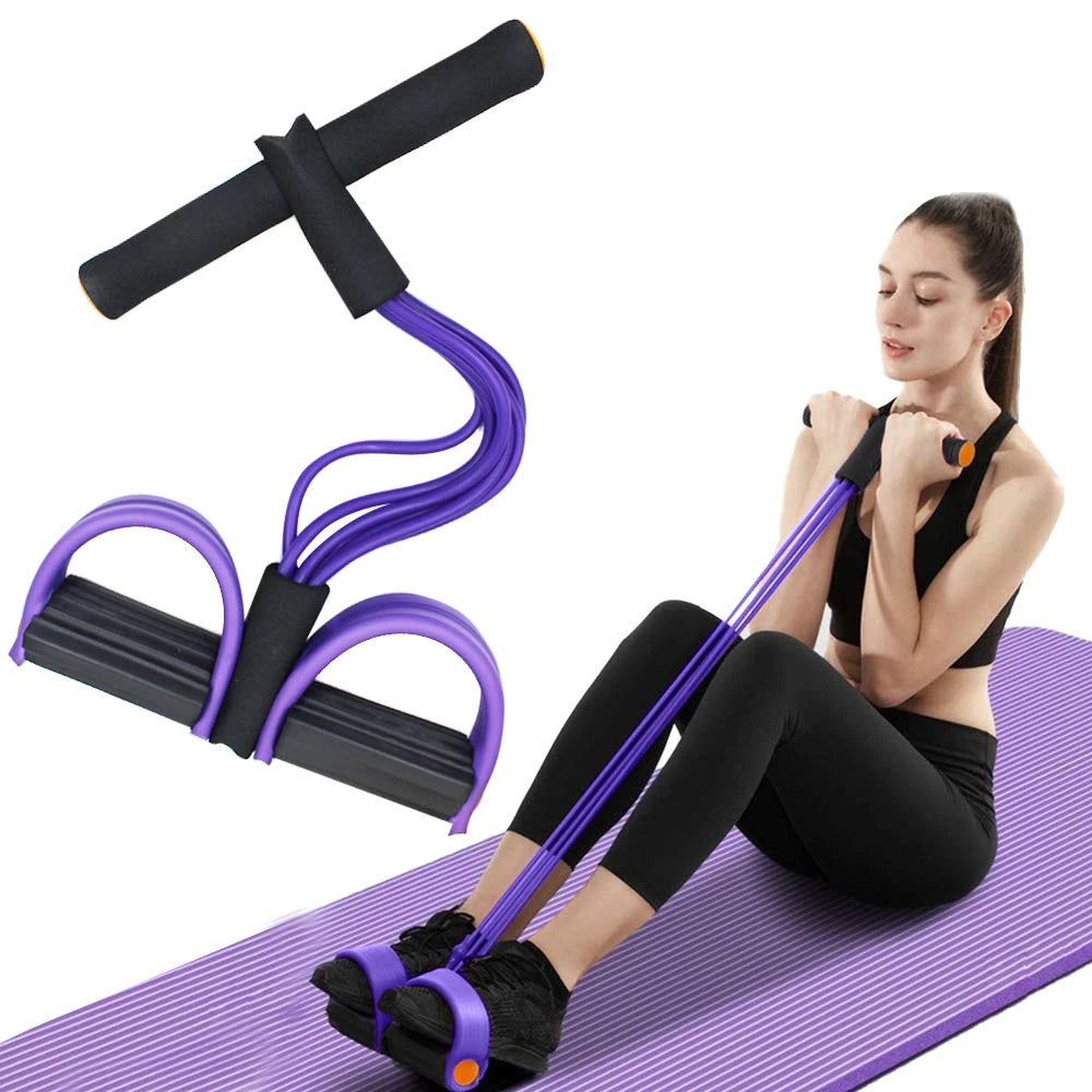 6 Tube Resistance Band Set For Women Fitness With Multi Function Pedal Exerciser