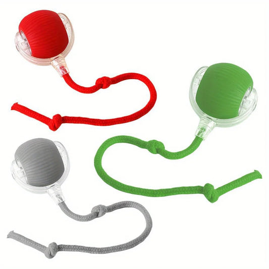 Automatic Interactive Cat Ball Toy Rechargeable With Faux Tail